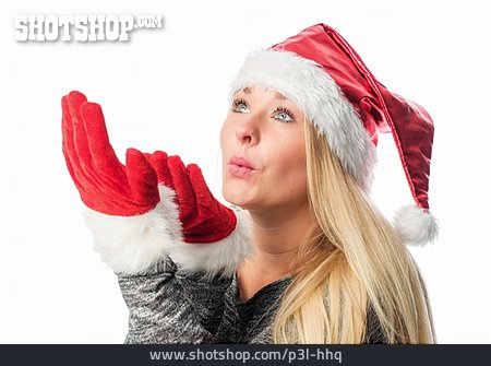 
                Weihnachten, Luftkuss, Weihnachtsfrau                   