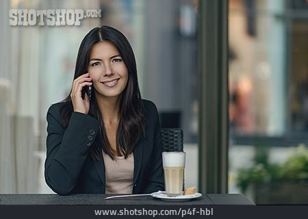 
                Frau, Kaffeepause, Telefonieren                   