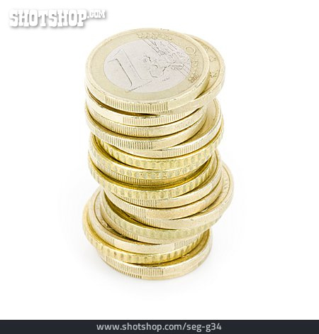 
                Erspartes, Münzstapel, Euromünze                   