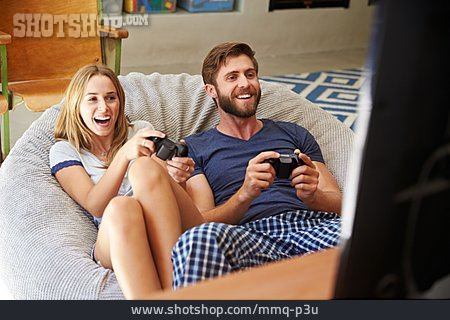 
                Paar, Zocken, Computerspiel, Spielekonsole                   