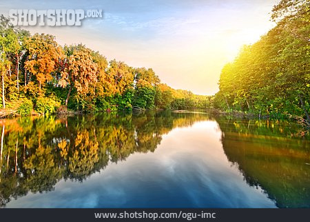 
                Landschaft, Herbst, Fluss                   
