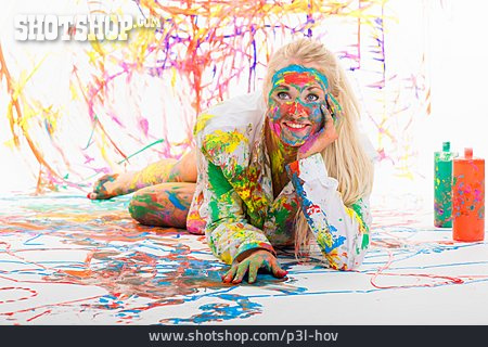 
                Farbe, Junge Frau, Malen, Kreativ                   
