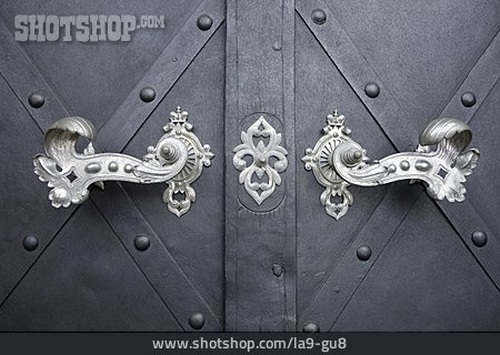 
                Wooden Door, Iron Mounting, Prague Castle                   