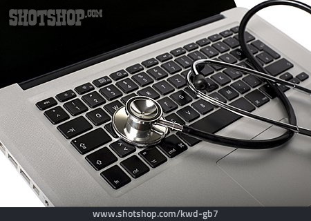 
                Gesundheitswesen & Medizin, Laptop, Stethoskop, Patientendaten                   