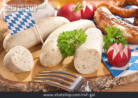 
                Bayrische Küche, Brotzeit, Weißwurst                   
