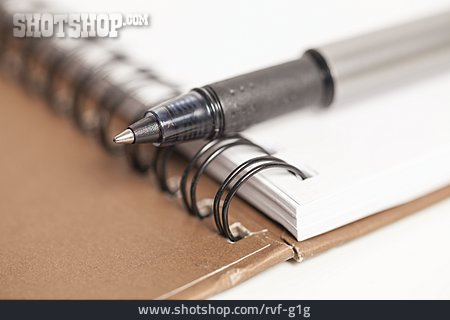 
                Stift, Notizbuch                   