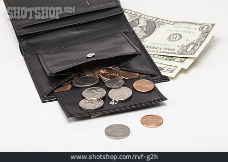 
                Kleingeld, Dollar, Fremdwährung, Brieftasche                   