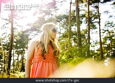 
                Young Woman, Nature, Summer, Hippie                   
