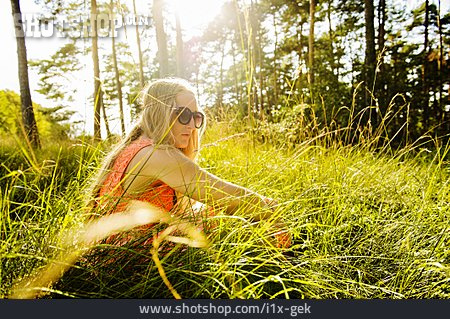 
                Young Woman, Nature, Summer, Relaxing                   