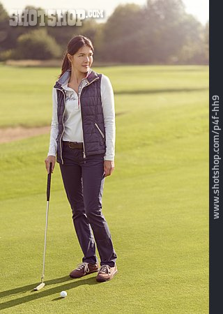 
                Frau, Golfplatz, Golfspielerin                   