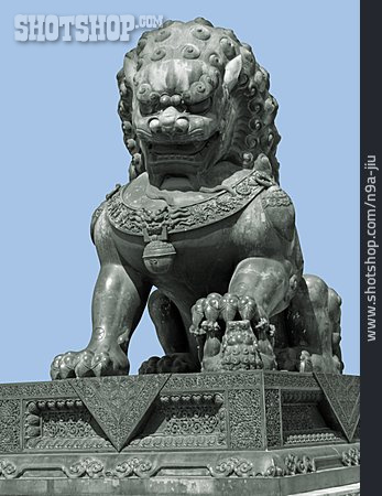 
                Asiatisch, Löwenskulptur, Wächterlöwe                   