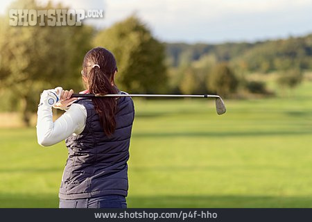 
                Bewegung, Einlochen, Abschlag, Golfspielerin                   