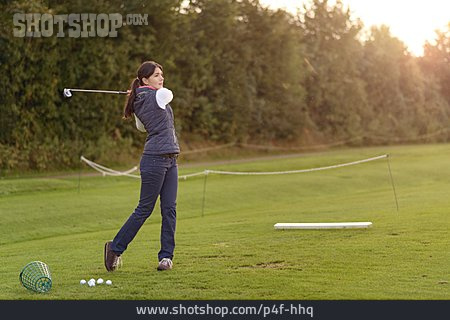 
                Training, Abschlag, Golfspielerin                   