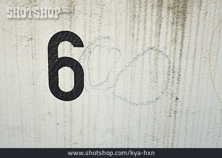 
                Zahl, Sechs, Hauswand                   