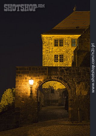 
                Nacht, Burg, Beleuchtung, Mittelalter, Quedlinburg                   