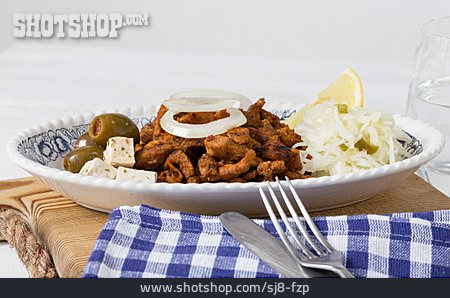 
                Mahlzeit, Vorspeise, Grillfleisch, Griechische Küche                   