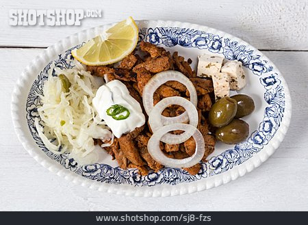 
                Griechische Küche, Mittagessen, Gyros                   