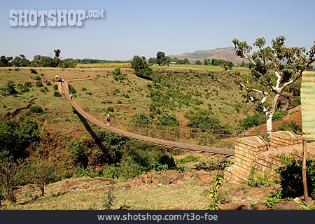
                Schlucht, Hängebrücke, äthiopien                   