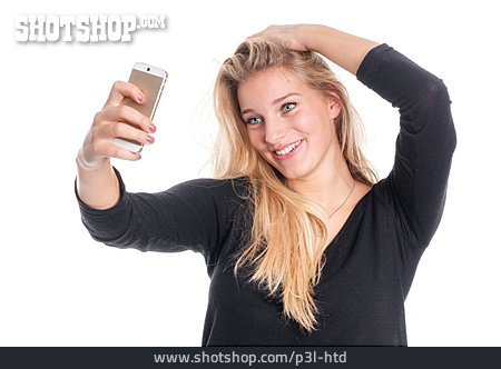 
                Junge Frau, Posieren, Selfie                   