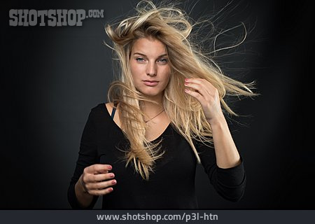 
                Young Woman, Hair, Fluttering Hair                   