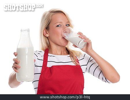 
                Junge Frau, Frau, Trinken, Milch                   