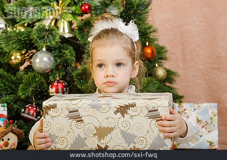 
                Mädchen, Weihnachten, Frustriert, Weihnachtsgeschenk                   