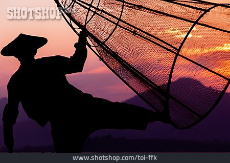 
                Silhouette, Fischer, Fischfang                   