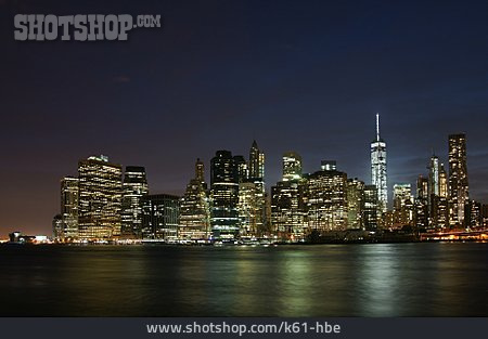 
                Lichter, New York, Brooklyn Bridge, One World Trade Center                   