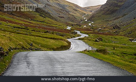 
                Straße, Gebirgspass, Lake District, Honister Pass                   