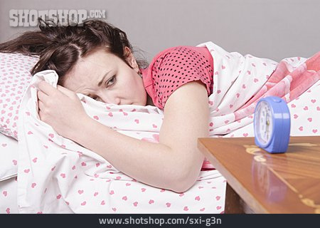 
                Woman, Tired, Alarm Clock, Morning                   