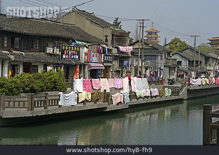 
                Kanal, China, Wäsche, Suzhou                   