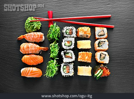 
                Sushi, Maki, Nigiri, Menü, Japanische Küche                   