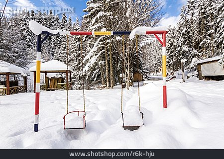 
                Schnee, Dezember, Schaukel, Spielplatz                   