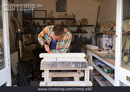 
                Handwerker, Werkstatt, Steinmetz, Meißel                   