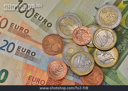 
                Euro, Geldscheine, Kleingeld, Währung, Euromünze                   