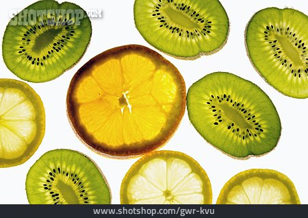 
                Südfrucht, Kiwi, Orangenscheiben                   
