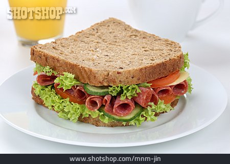 
                Salami, Pausenbrot, Sandwich                   