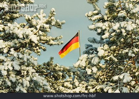 
                Winter, Deutschland, Deutschlandfahne                   