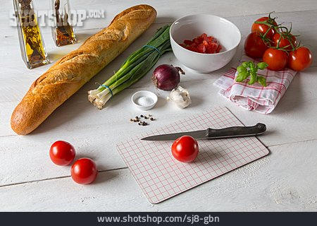 
                Brotzeit, Vorbereitung, Baguette, Vegetarisch                   