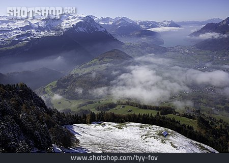 
                Gebirge, Schweiz, Talnebel                   