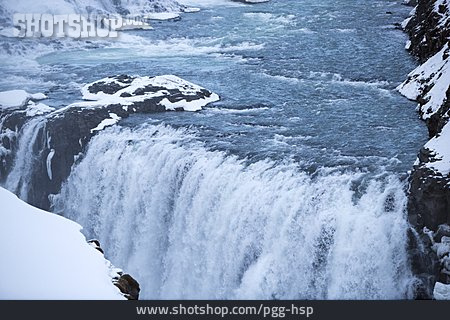 
                Wasserfall, Wassermassen, Gullfoss                   