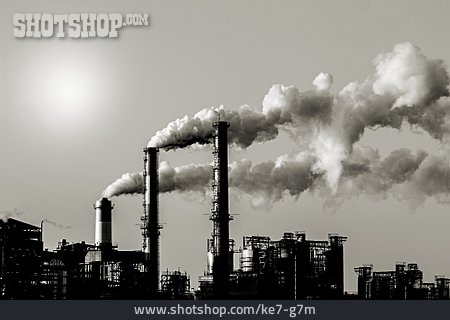 
                Industrie, Schornstein, Rauch, Emission                   
