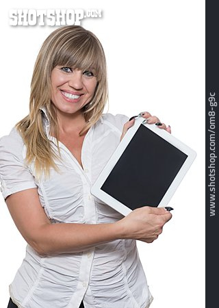 
                Business Woman, Present, Tablet-pc                   