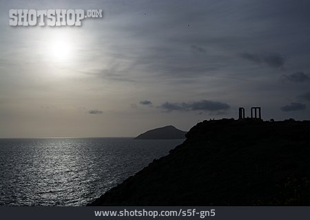 
                Silhouette, Ruine, Poseidontempel, Kap Sounion                   