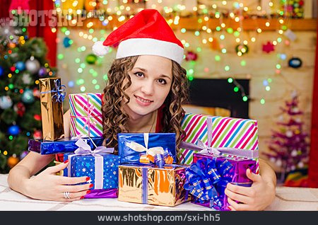 
                Umarmen, Geschenke, Weihnachtsfrau                   