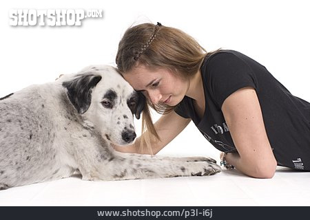 
                Mädchen, Freundschaft, Hund                   