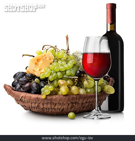 
                Weintrauben, Rotwein, Obstkorb                   