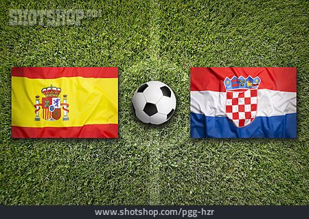 
                Fußball, Flagge, Spanien, Kroatien                   