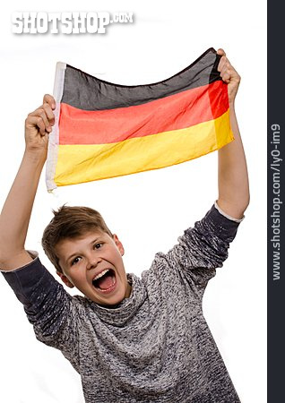 
                Junge, Fan, Deutschlandflagge                   
