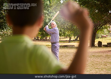 
                Enkel, Großvater, Spielen, Baseball                   